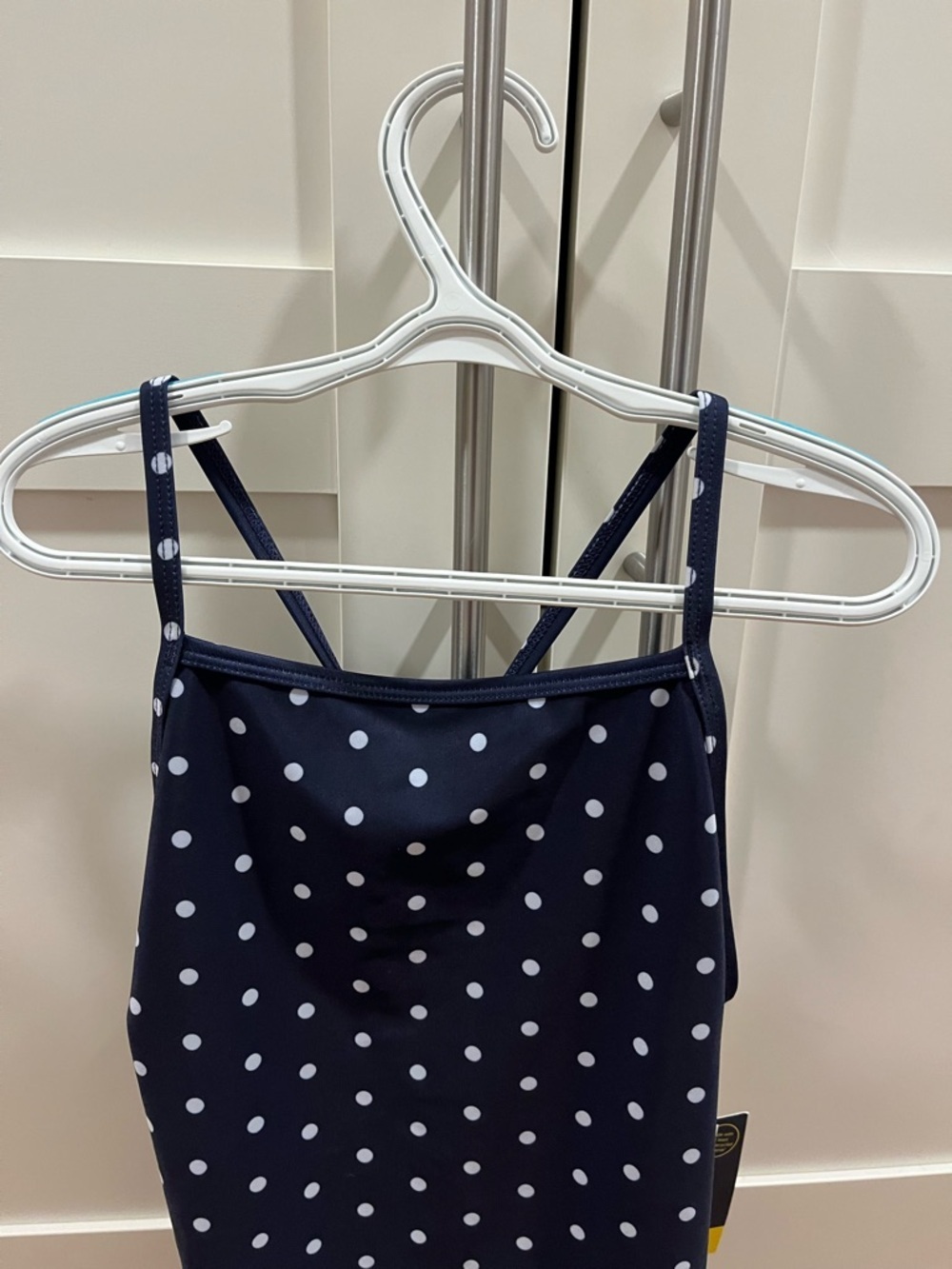 GAP girls XXL navy/white polkadot razorback swimsuit, NWT - Picture 2 of 7